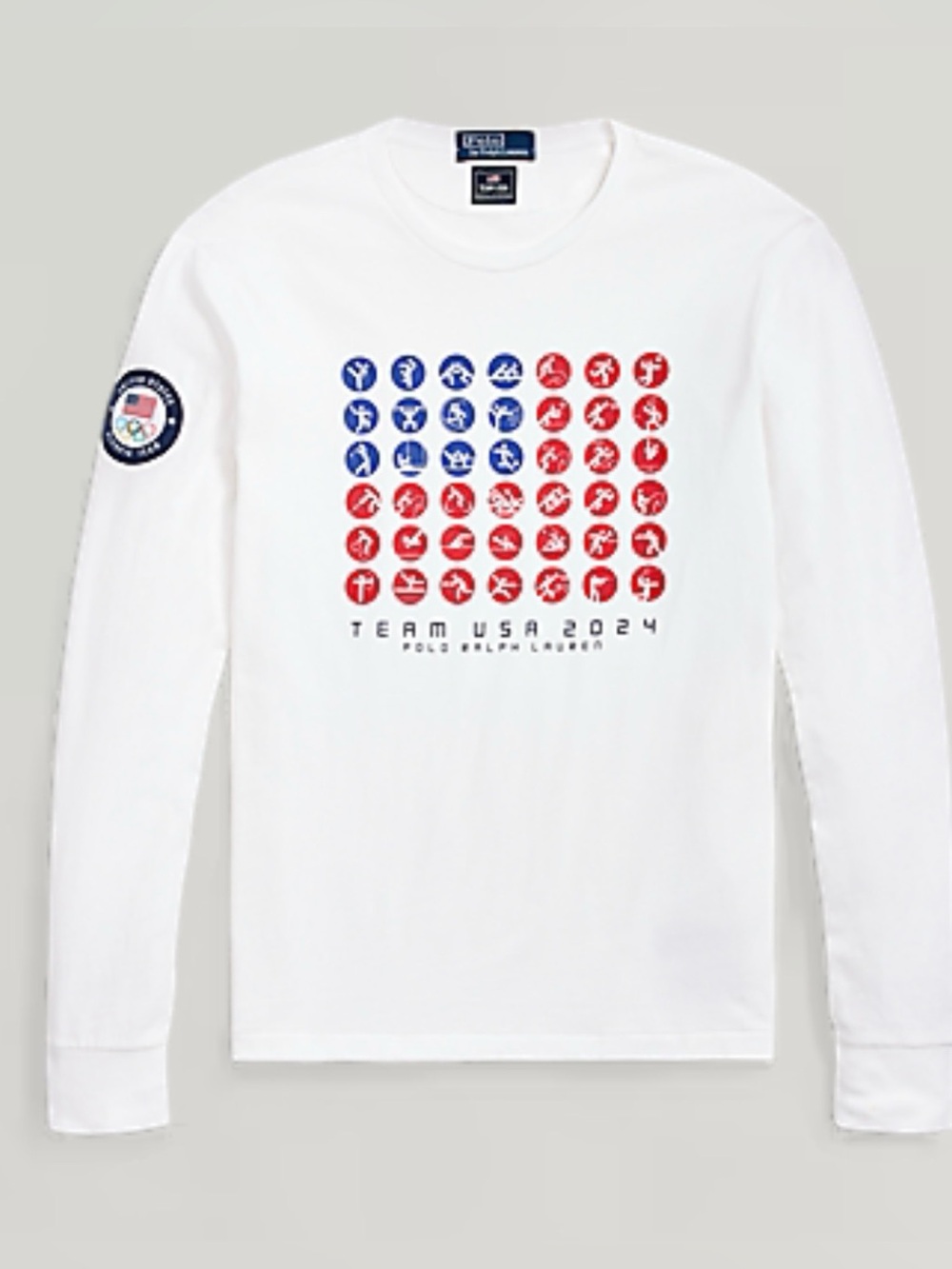Polo by Ralph Lauren White Long-Sleeve Team USA Icon Grid Tee